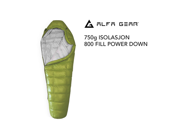 AlfaGear Sovepose Andedun -10°C, Grønn